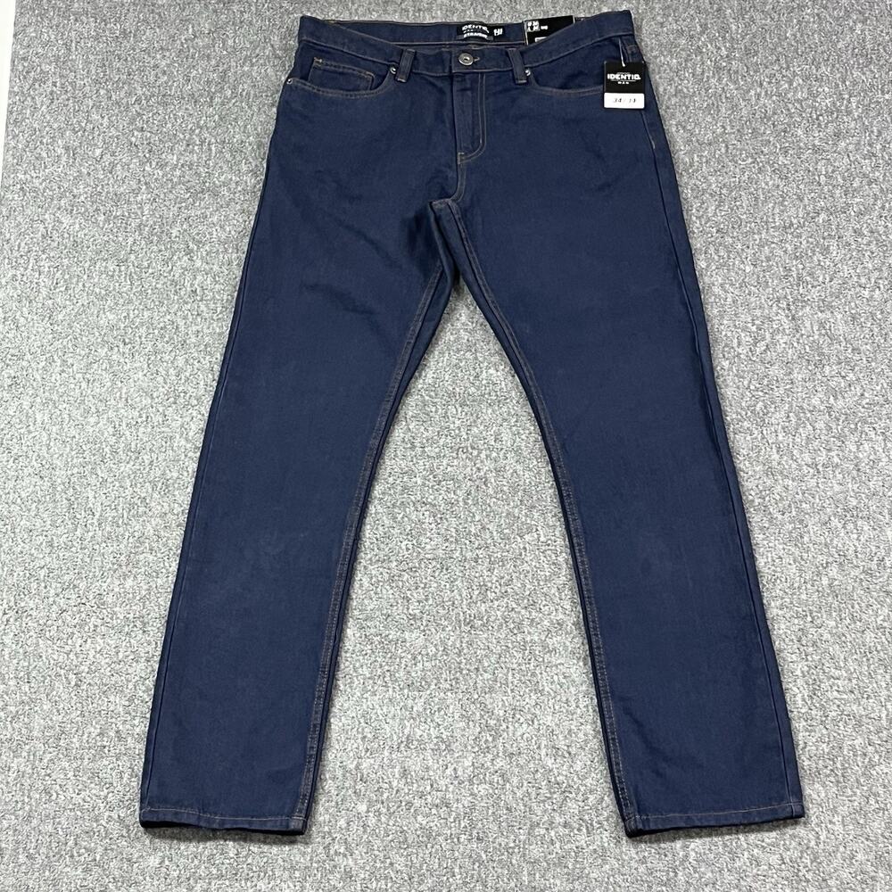Identic Mandenim Jeans Mens 34x34 (Fits34x33) Blue Straight Cotton/Viscose - NEW